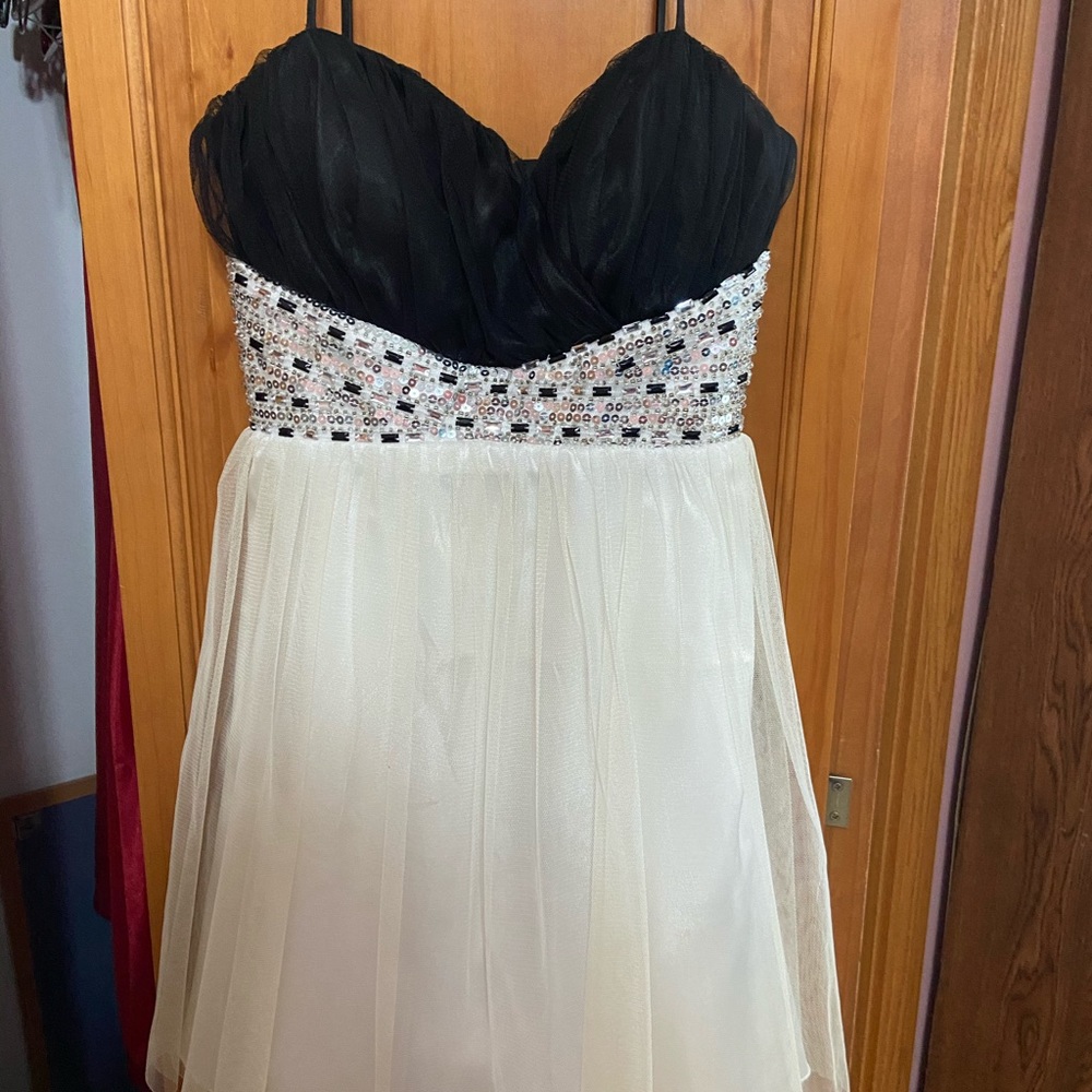 Short black and white homecoming dress